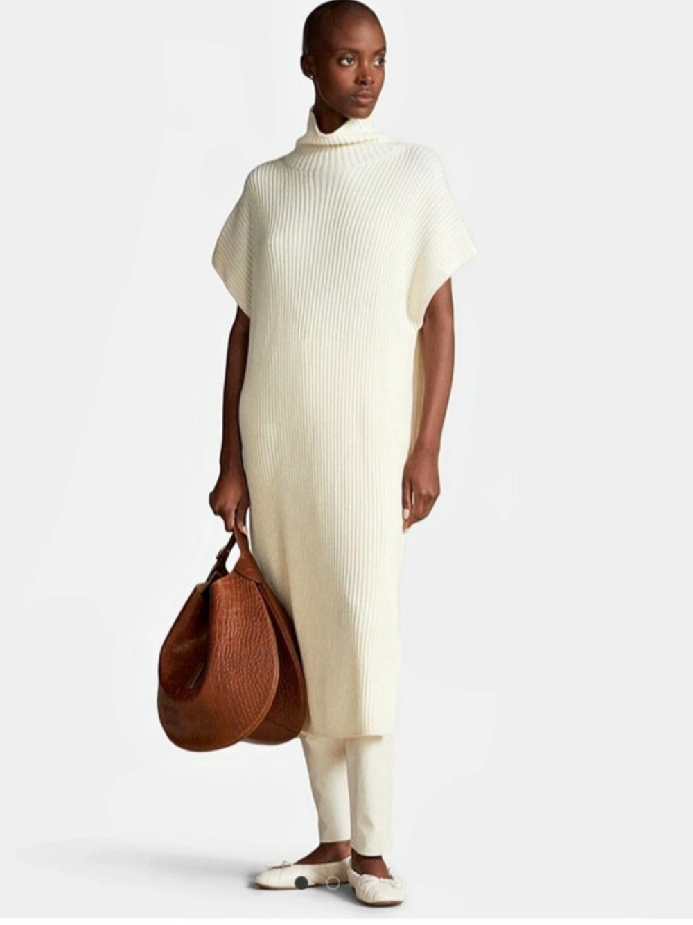 Polo Ralph Lauren Rib Knit Wool Mockneck Sweater Dress Size M